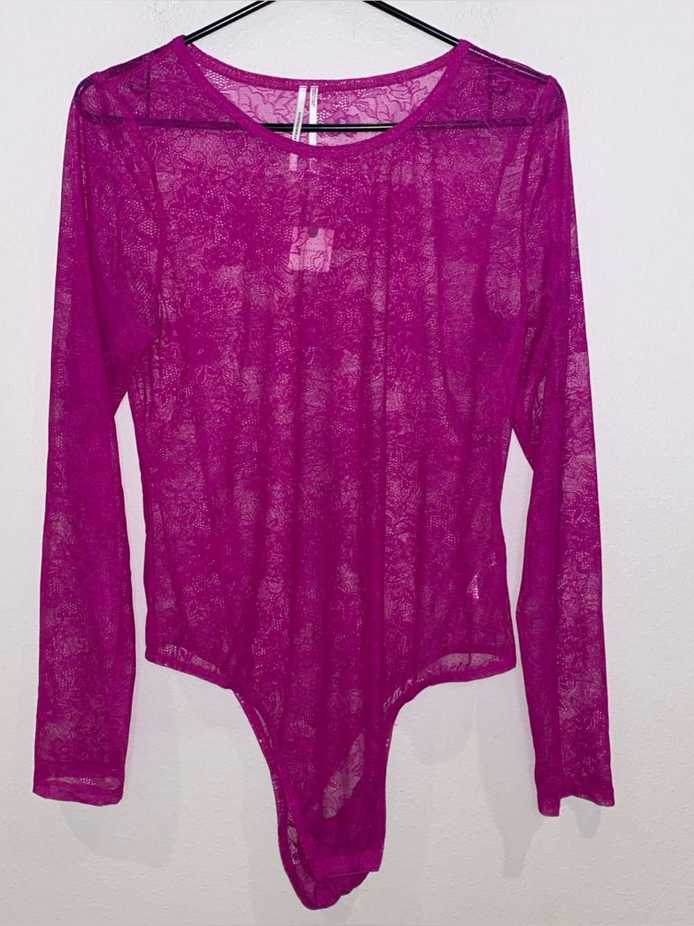 Anthropologie The Harlowe Lace Bodysuit Size XL Orchid Fuchsia NWT MSRP $98